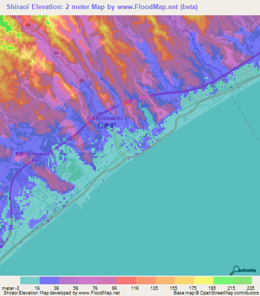 Shiraoi,Japan Elevation Map