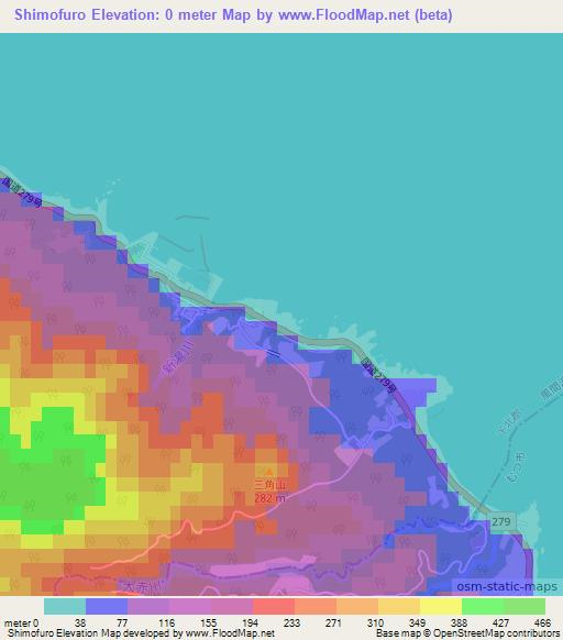 Shimofuro,Japan Elevation Map