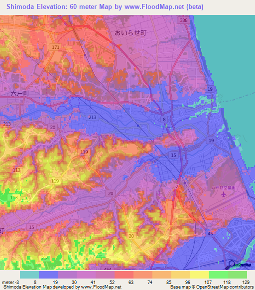 Shimoda,Japan Elevation Map