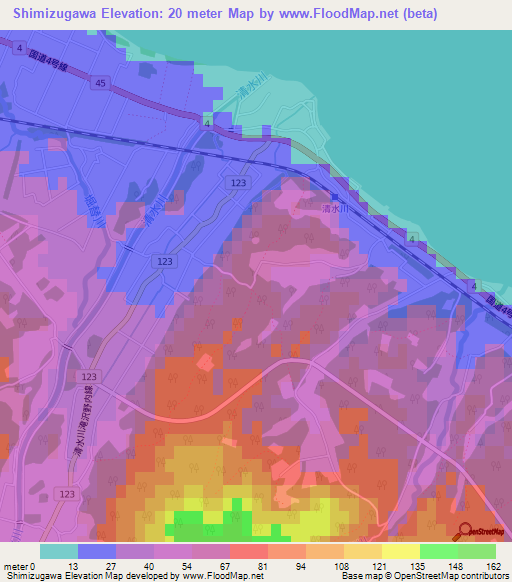 Shimizugawa,Japan Elevation Map