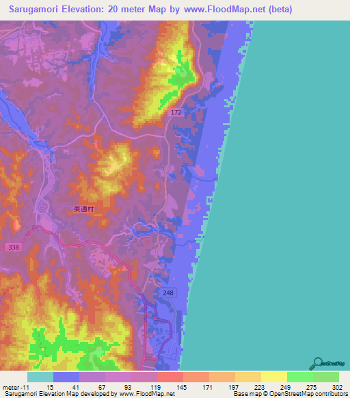 Sarugamori,Japan Elevation Map