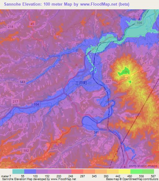 Sannohe,Japan Elevation Map