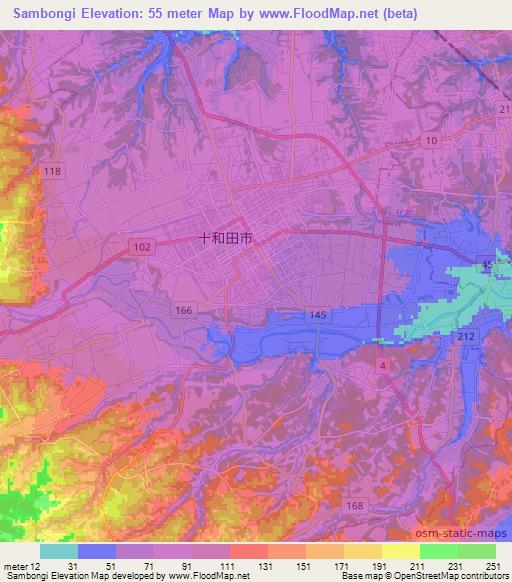 Sambongi,Japan Elevation Map