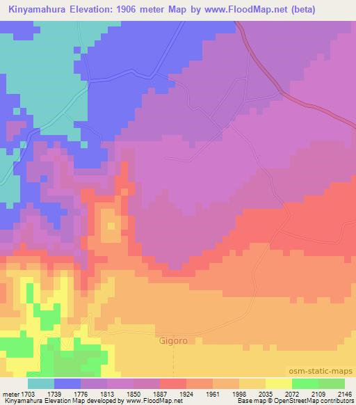 Kinyamahura,Congo (Kinshasa) Elevation Map