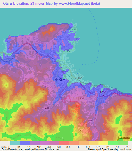 Otaru,Japan Elevation Map