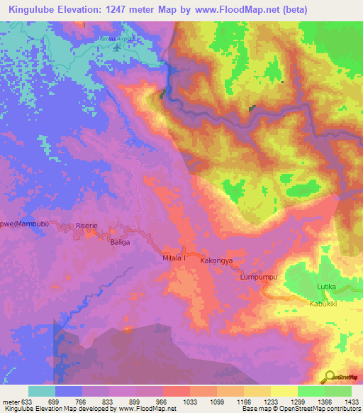 Kingulube,Congo (Kinshasa) Elevation Map