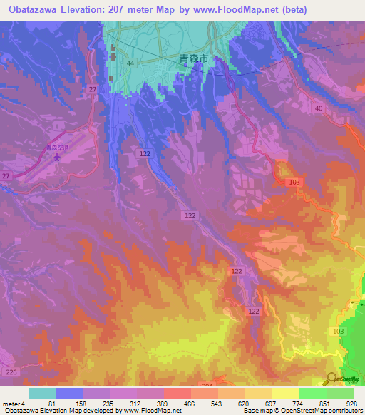 Obatazawa,Japan Elevation Map
