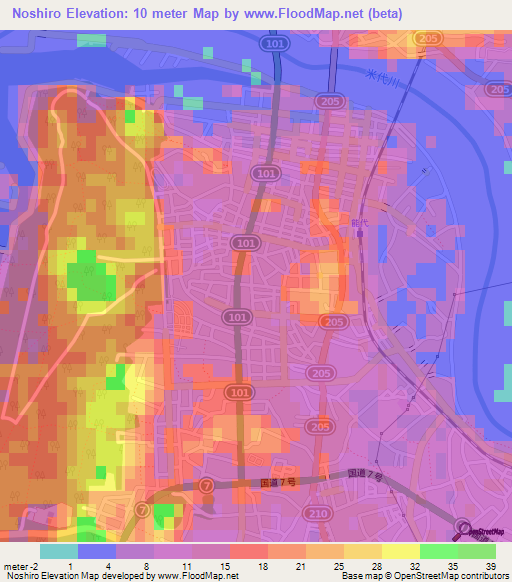 Noshiro,Japan Elevation Map