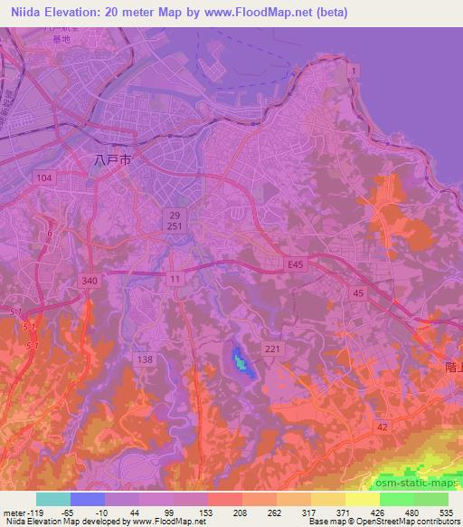Niida,Japan Elevation Map