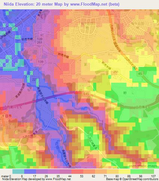 Niida,Japan Elevation Map
