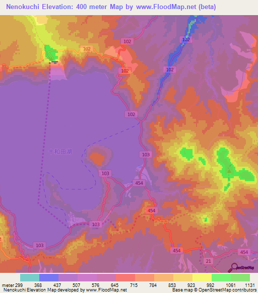 Nenokuchi,Japan Elevation Map