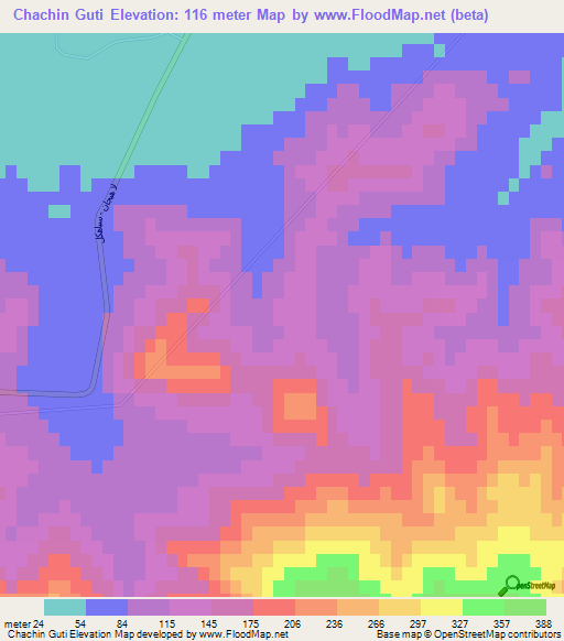 Chachin Guti,Iran Elevation Map