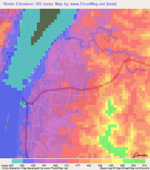 Kindu,Congo (Kinshasa) Elevation Map