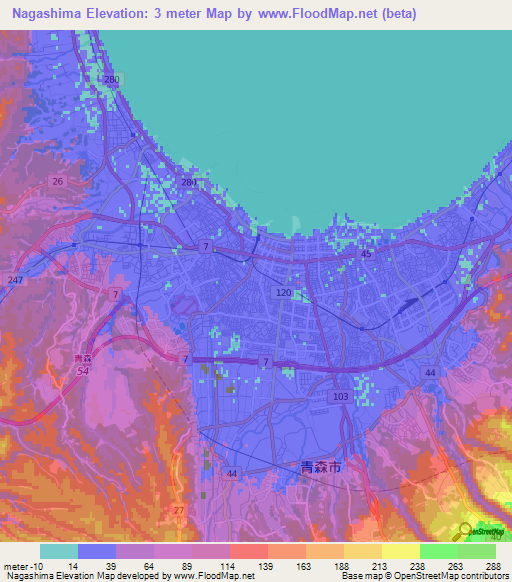 Nagashima,Japan Elevation Map