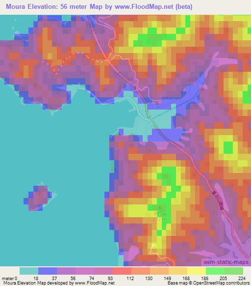 Moura,Japan Elevation Map
