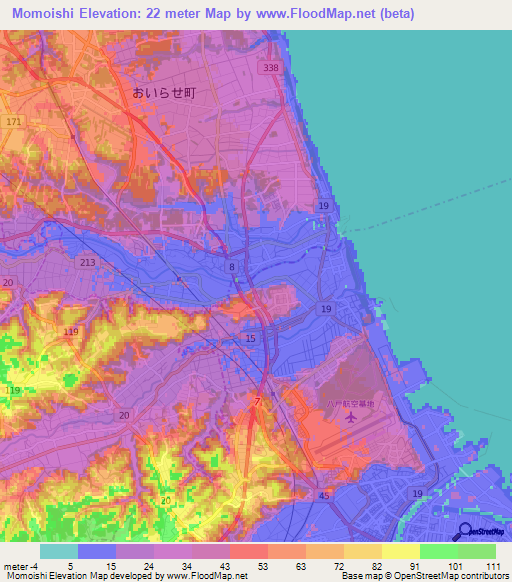 Momoishi,Japan Elevation Map