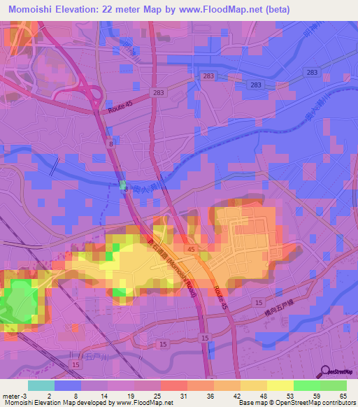 Momoishi,Japan Elevation Map