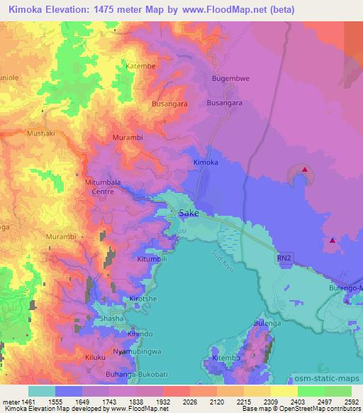 Kimoka,Congo (Kinshasa) Elevation Map