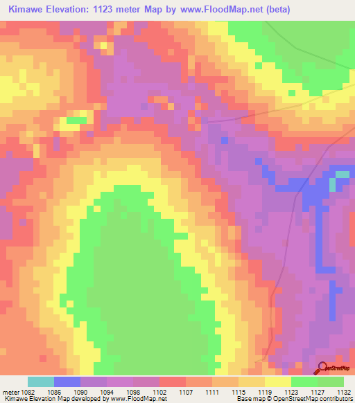 Kimawe,Congo (Kinshasa) Elevation Map