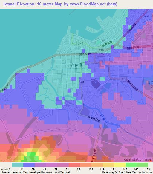 Iwanai,Japan Elevation Map