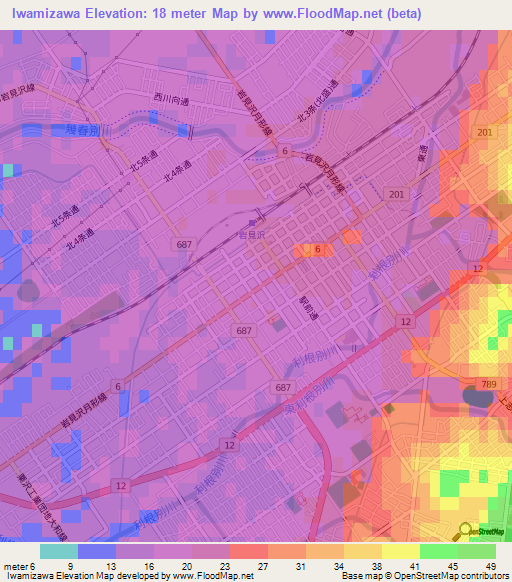 Iwamizawa,Japan Elevation Map