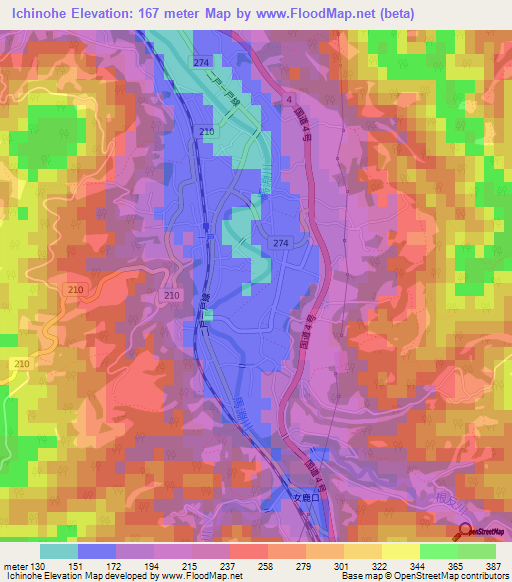 Ichinohe,Japan Elevation Map