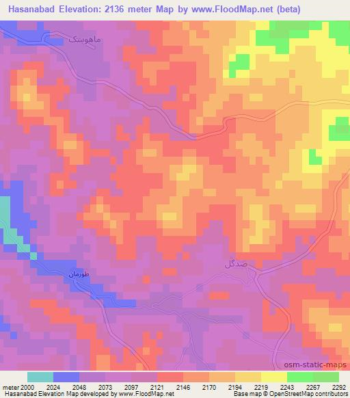 Hasanabad,Iran Elevation Map