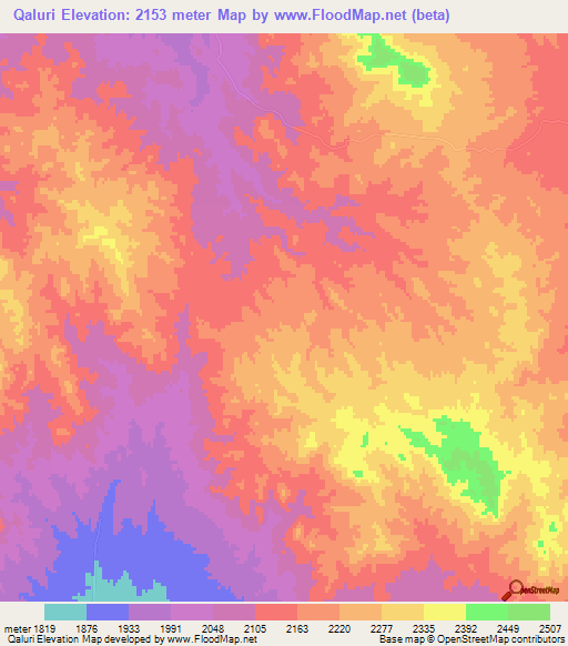 Qaluri,Iran Elevation Map