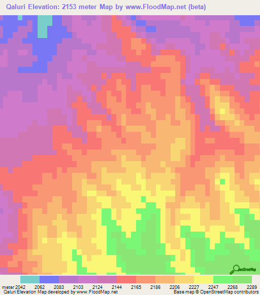 Qaluri,Iran Elevation Map