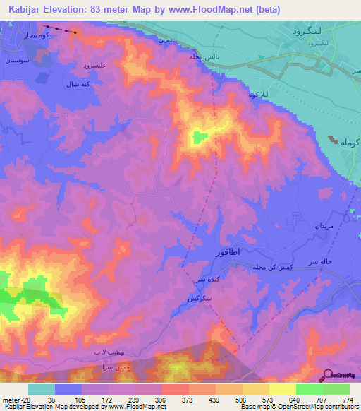 Kabijar,Iran Elevation Map