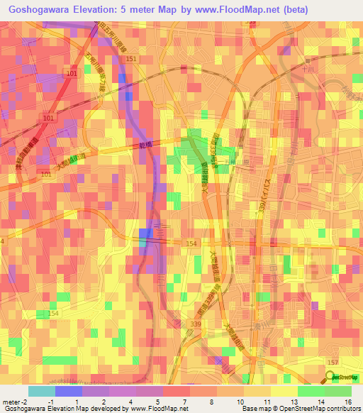 Goshogawara,Japan Elevation Map
