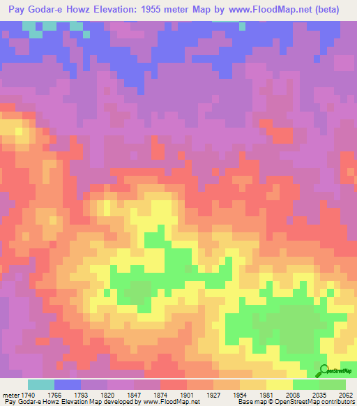 Pay Godar-e Howz,Iran Elevation Map