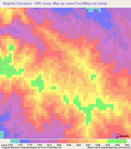 Nughab,Iran Elevation Map