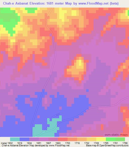 Chah-e Asbanat,Iran Elevation Map