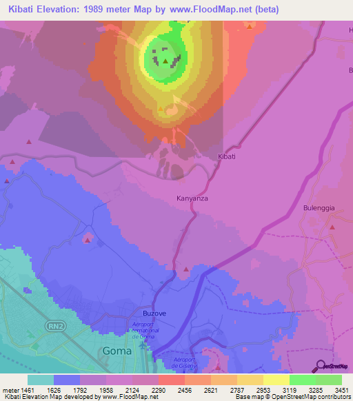 Kibati,Congo (Kinshasa) Elevation Map