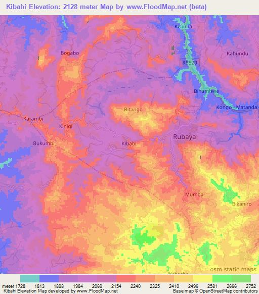 Kibahi,Congo (Kinshasa) Elevation Map