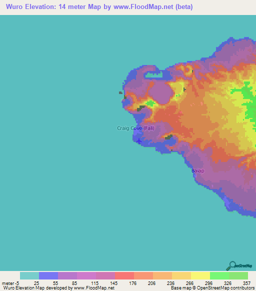 Wuro,Vanuatu Elevation Map