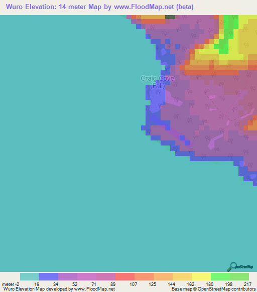 Wuro,Vanuatu Elevation Map