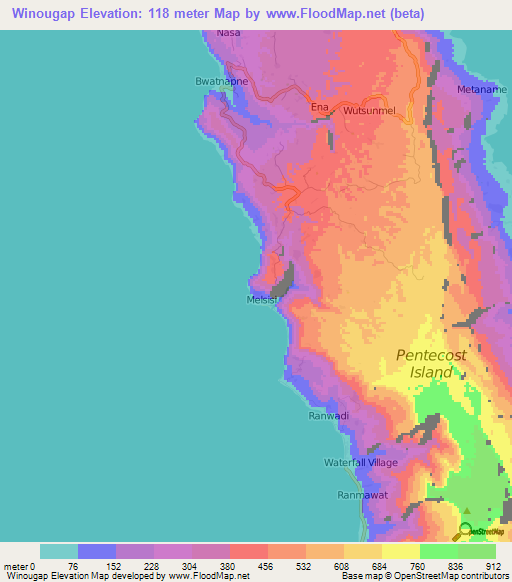 Winougap,Vanuatu Elevation Map