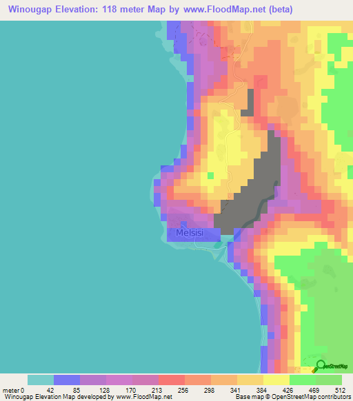 Winougap,Vanuatu Elevation Map