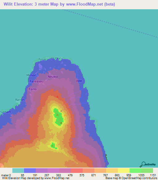 Wilit,Vanuatu Elevation Map