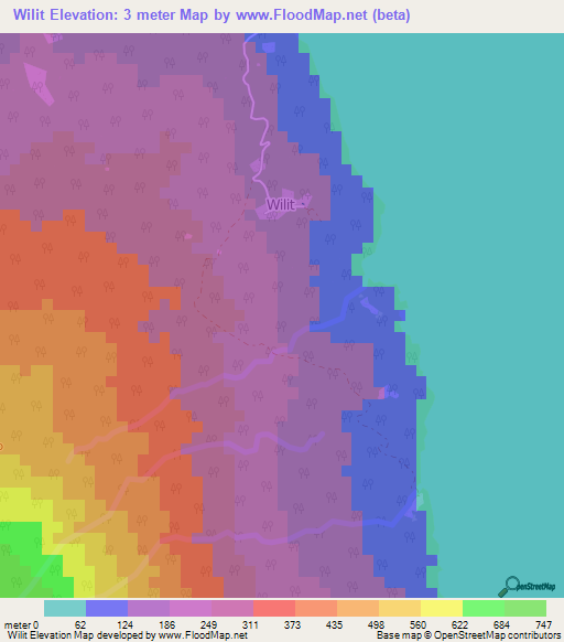 Wilit,Vanuatu Elevation Map
