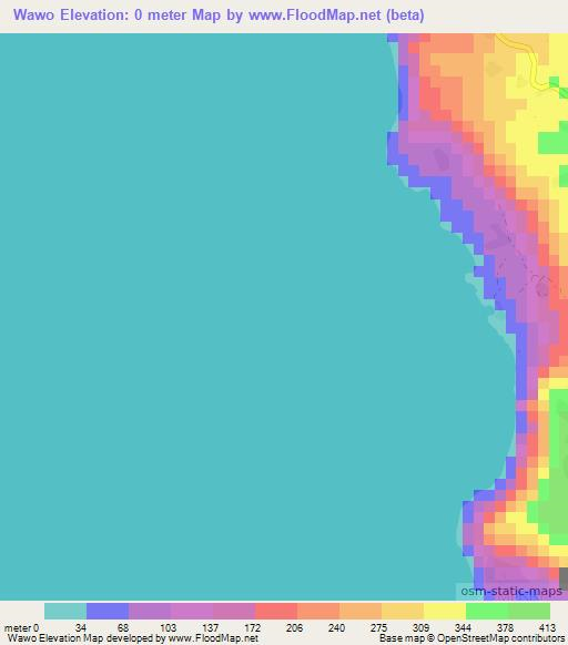 Wawo,Vanuatu Elevation Map
