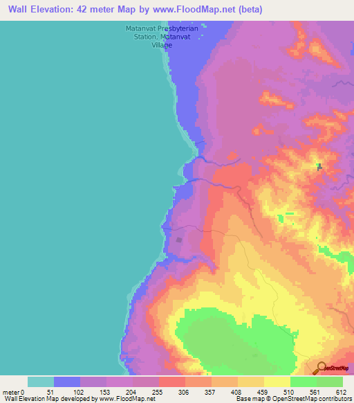 Wall,Vanuatu Elevation Map