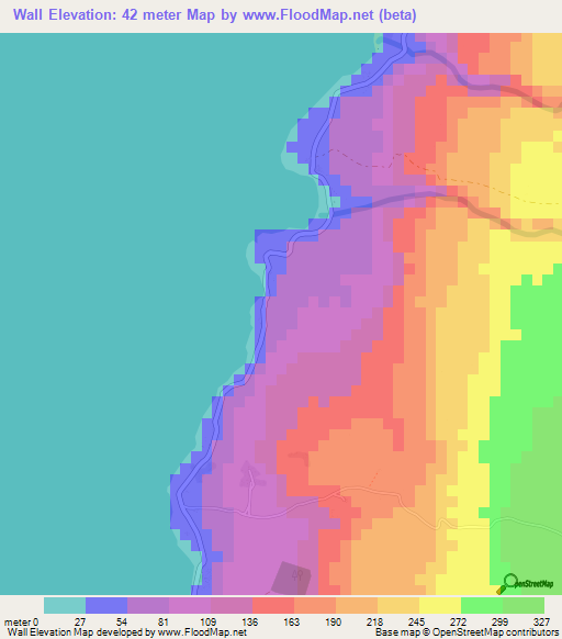 Wall,Vanuatu Elevation Map