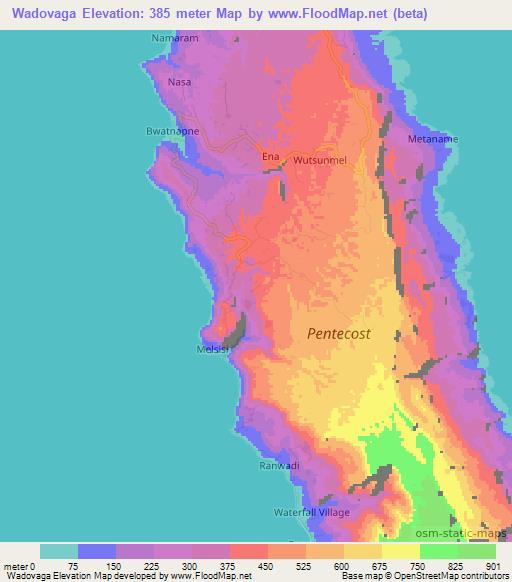 Wadovaga,Vanuatu Elevation Map