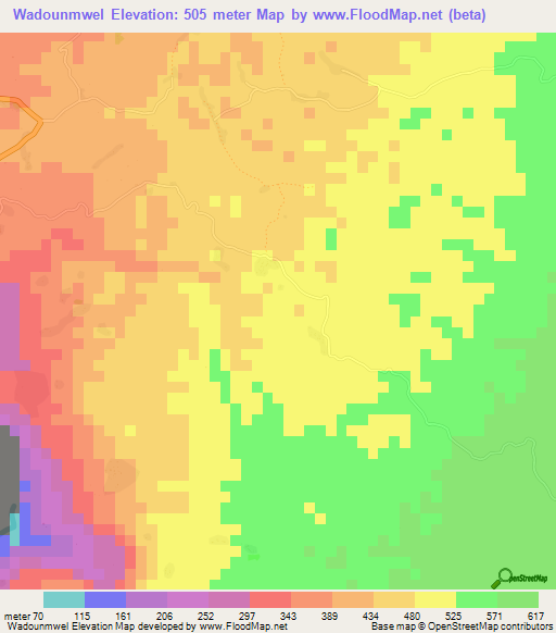 Wadounmwel,Vanuatu Elevation Map