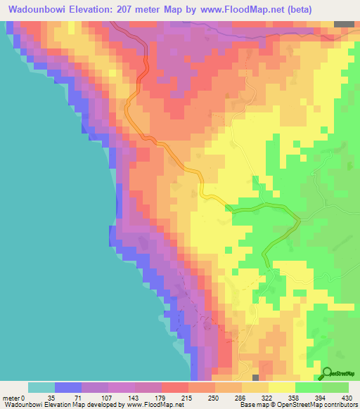 Wadounbowi,Vanuatu Elevation Map