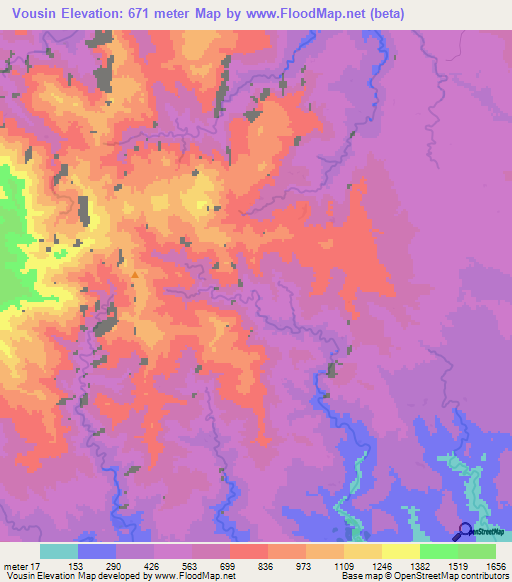 Vousin,Vanuatu Elevation Map