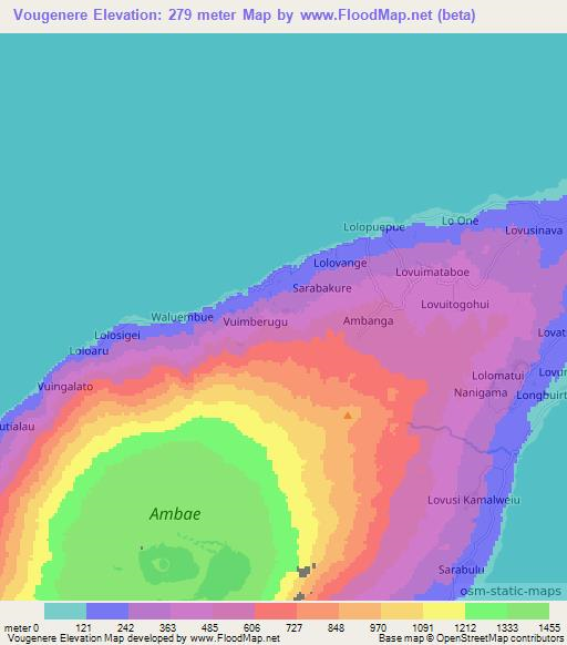 Vougenere,Vanuatu Elevation Map